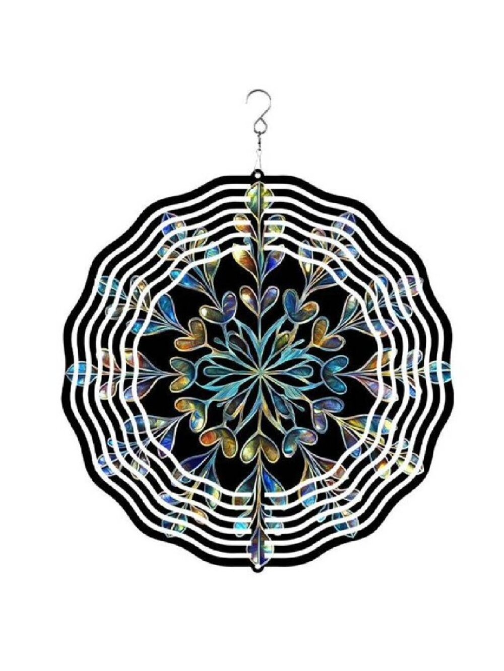 HELLOYOUNG Large Mandala Metal Wind Spinner Colored Bird Design Outdoor Garden A